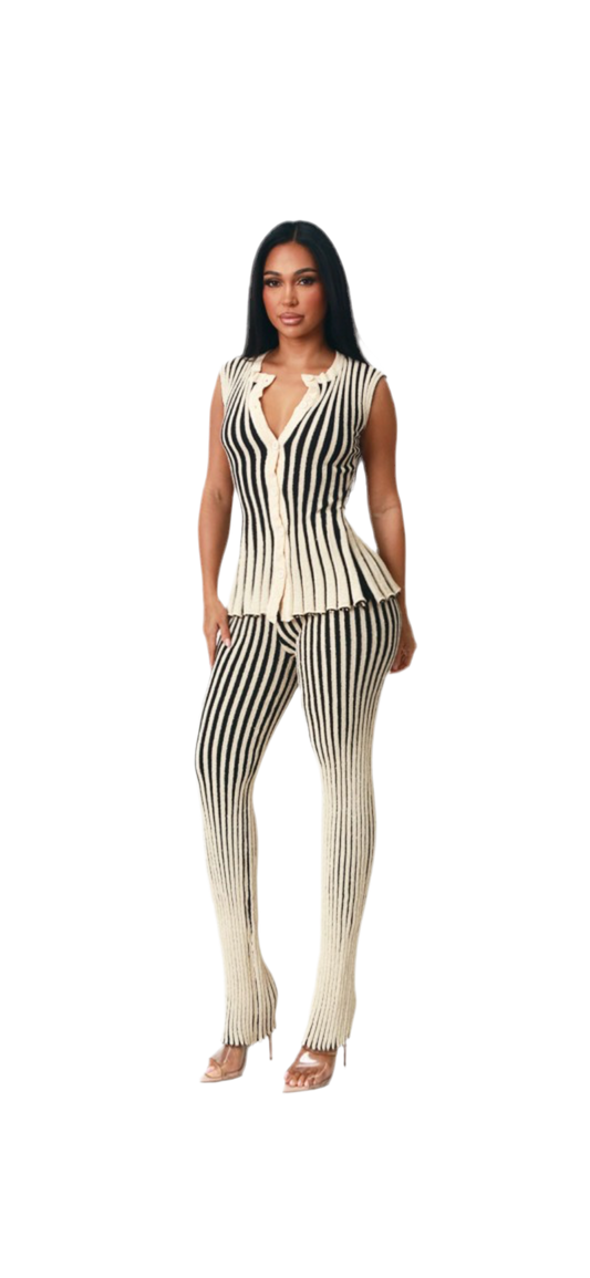 Stripe Knit Pant Set