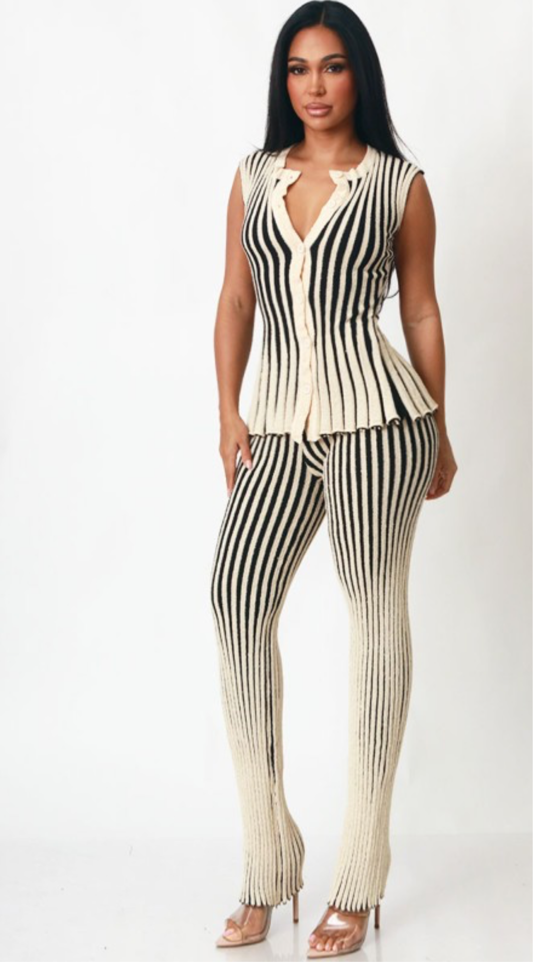 Stripe Knit Pant Set