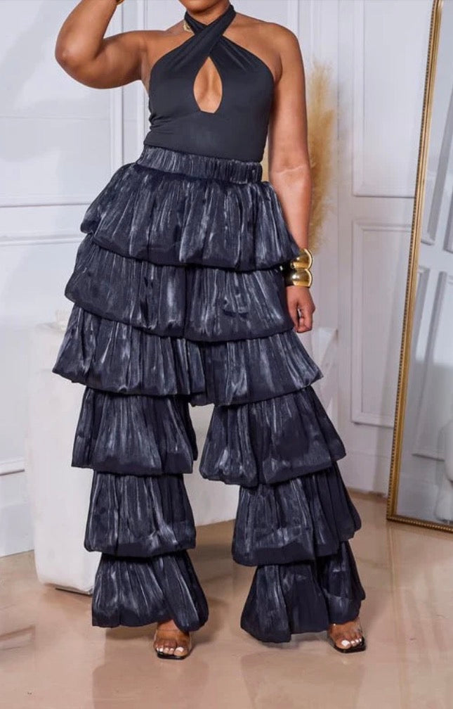 Bubble Tiered Silky Pants