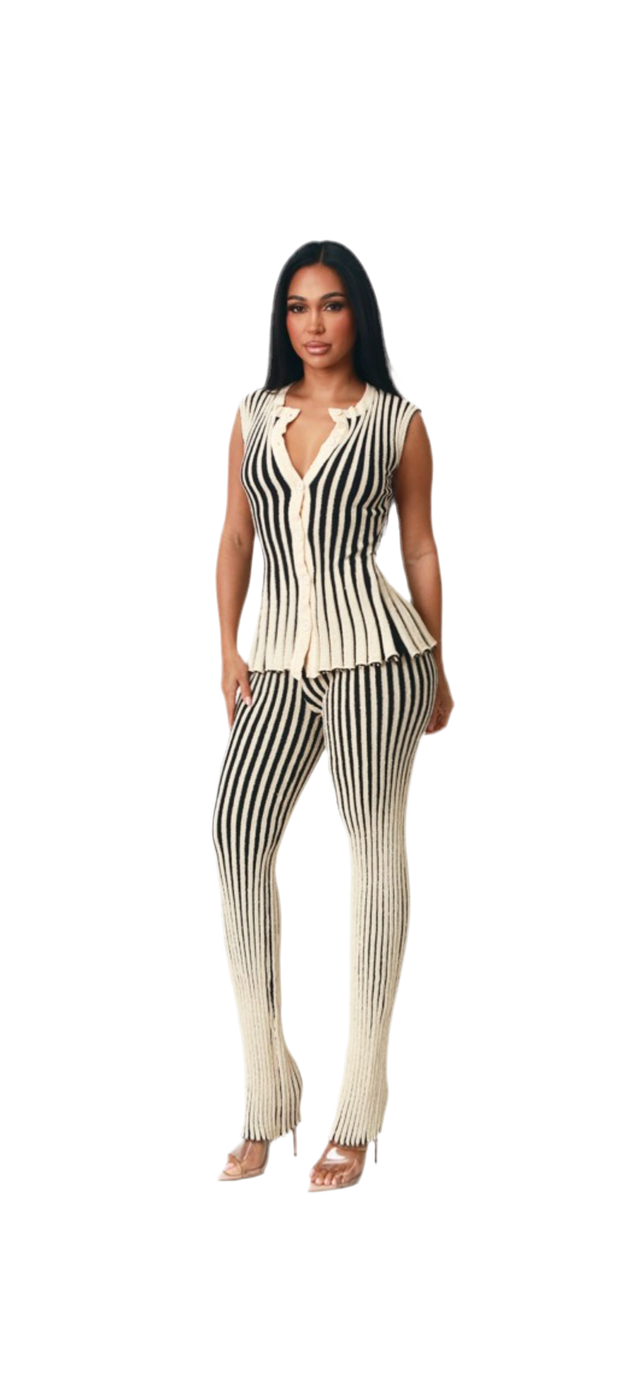 Stripe Knit Pant Set