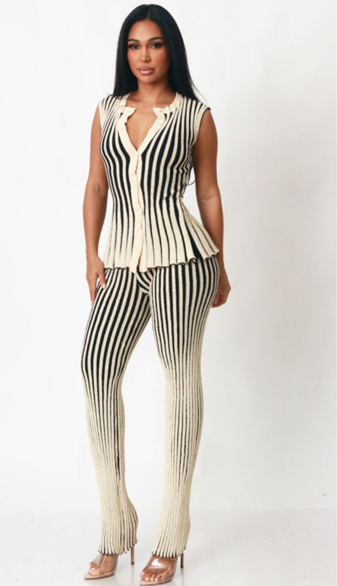 Stripe Knit Pant Set