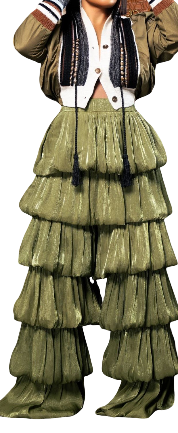 Bubble Tiered Silky Pants