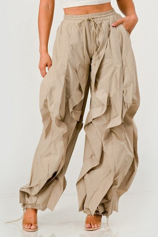 Solid Color Ruffle Joggers