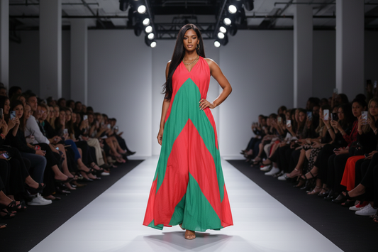 Pink and Green Maxi Dress