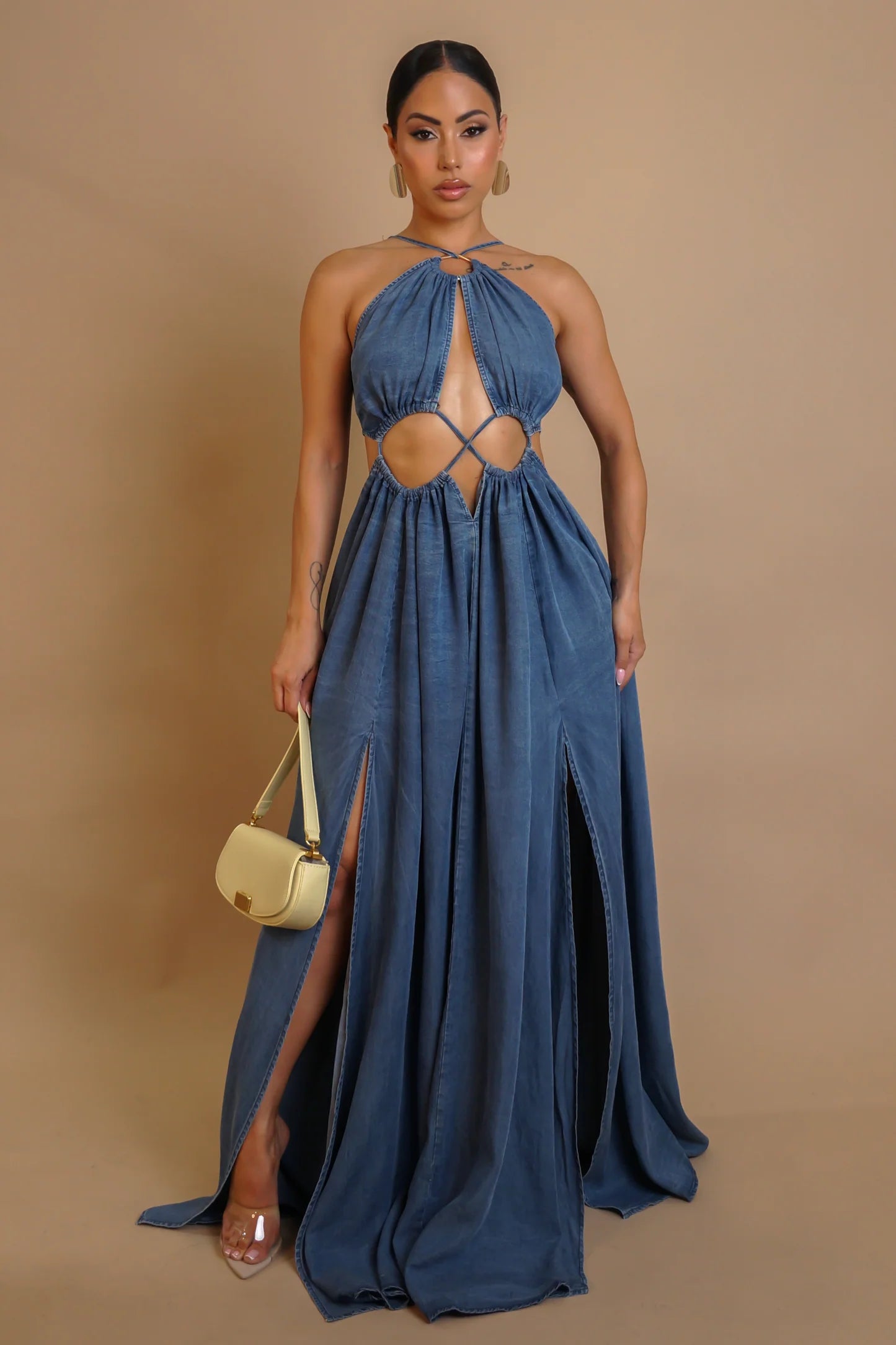 Denim Open-back Maxi