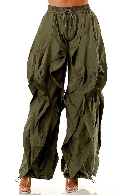 Solid Color Ruffle Joggers