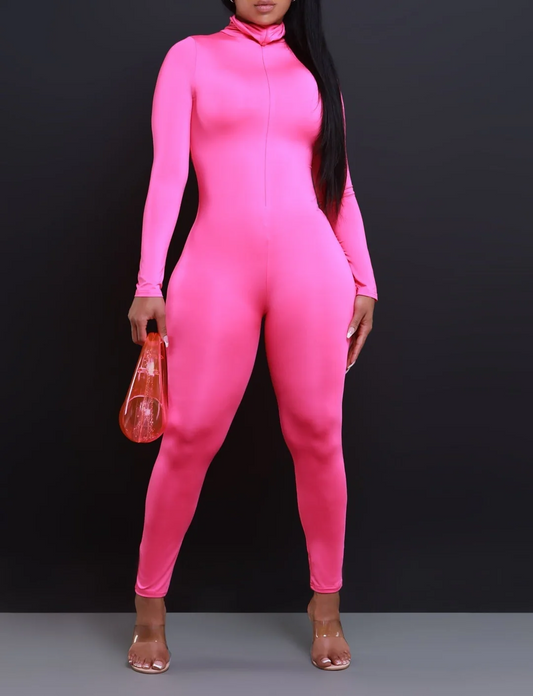 Solid Mock Neck Catsuit