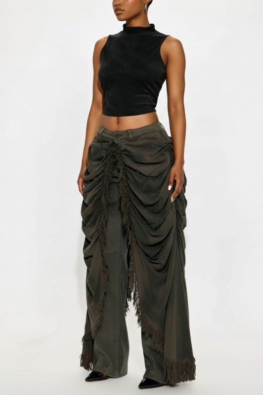 Olive Washed Draper Jeans