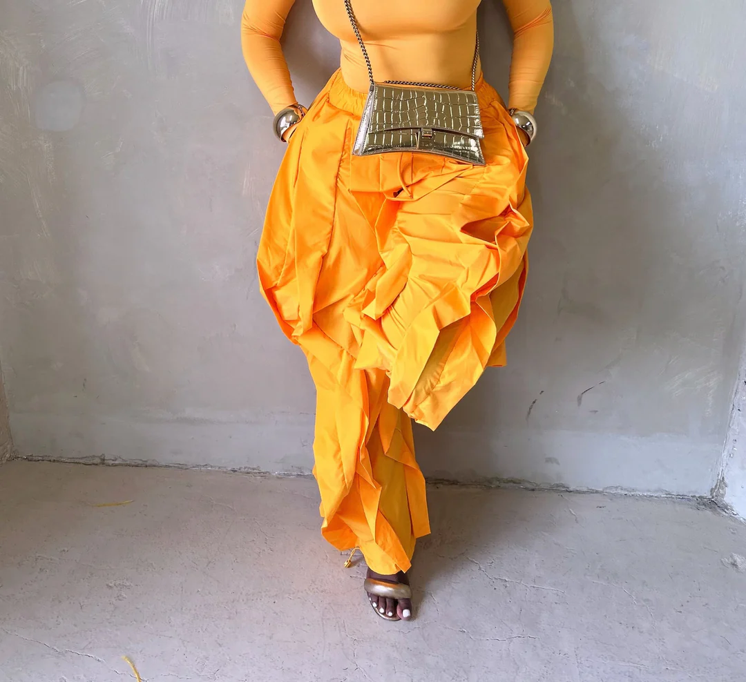 Solid Color Ruffle Joggers