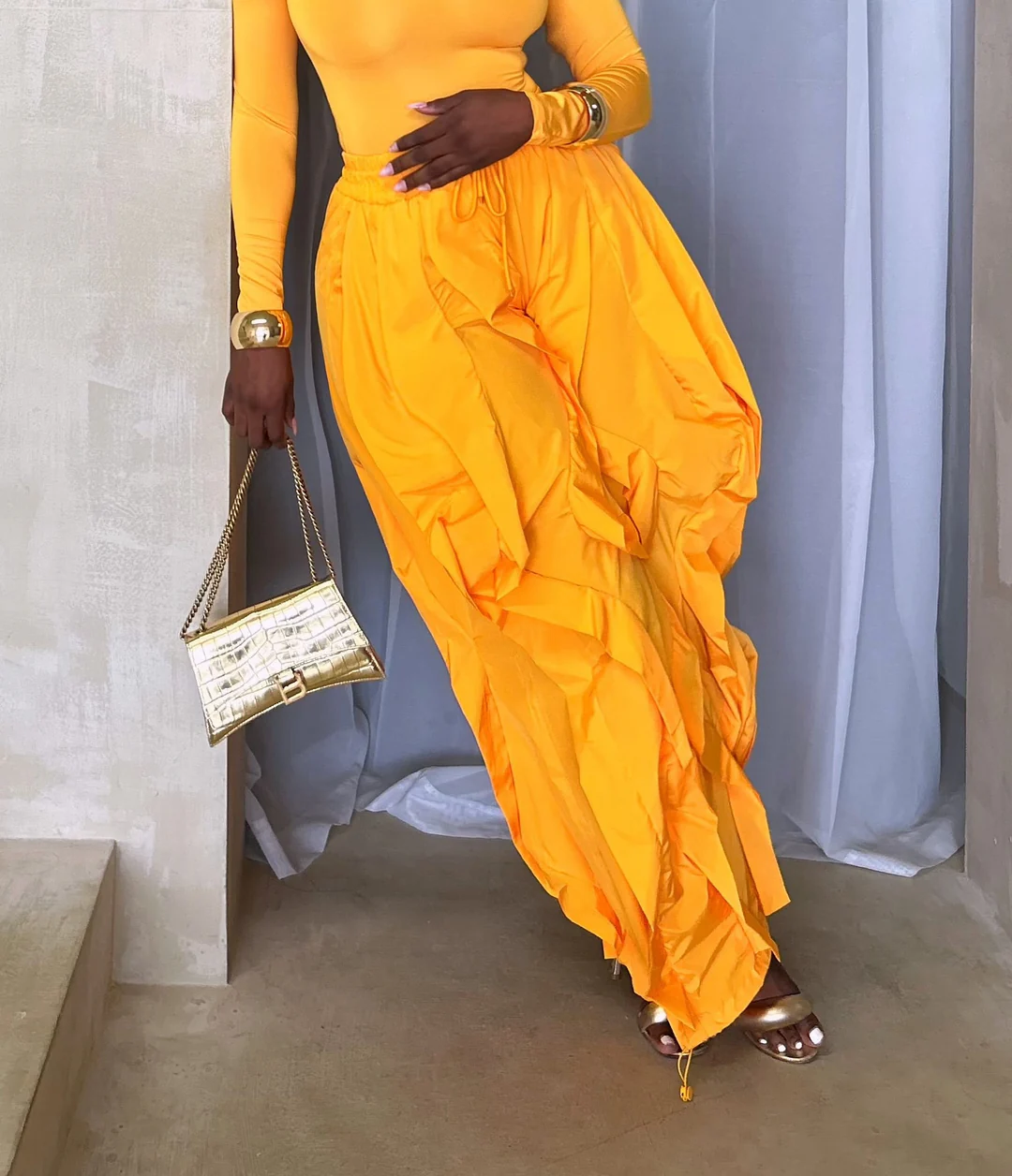 Solid Color Ruffle Joggers